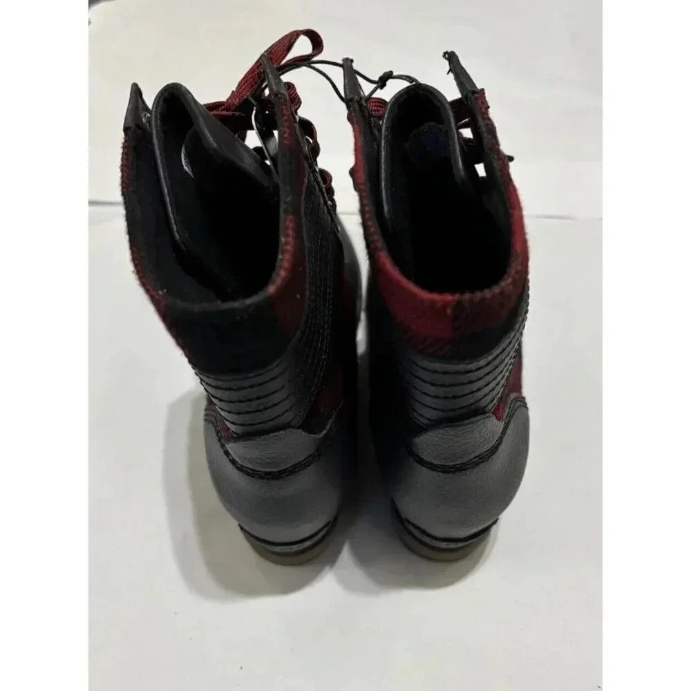 Sorel Lexie Wedge Buffalo Plaid‎ Ankle Booties Boots Girls Youth 5 Red Black NEW